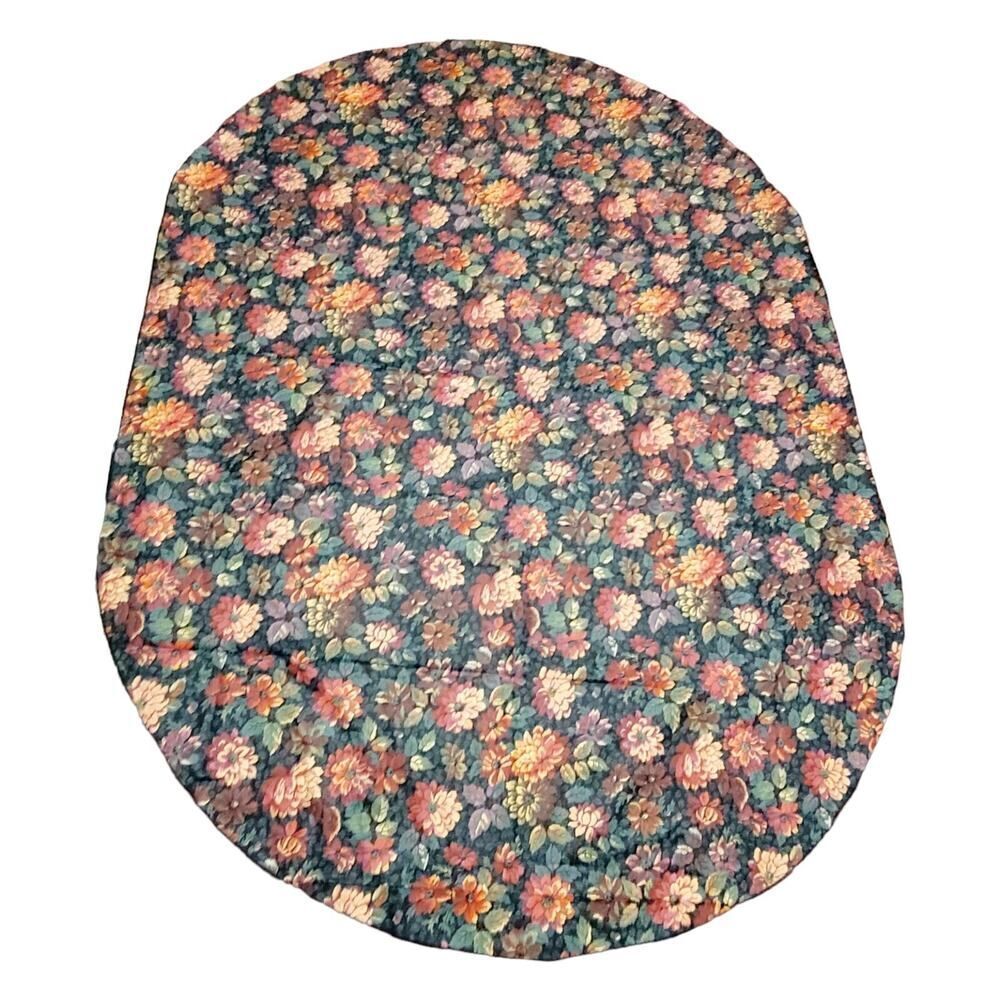 Vintage Christmas Holiday Poinsettia Floral Design Oblong Table Cloth 83 X 60